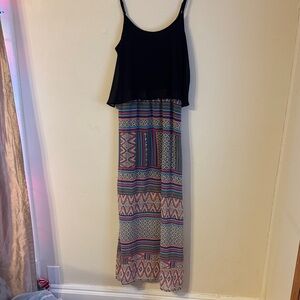 HeartSoul Black and Multicolor Maxi Dress